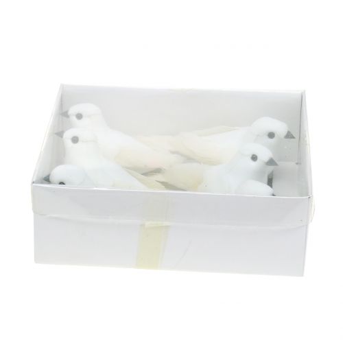 Floristik24 Sierduiven op draad wit 11cm 6st