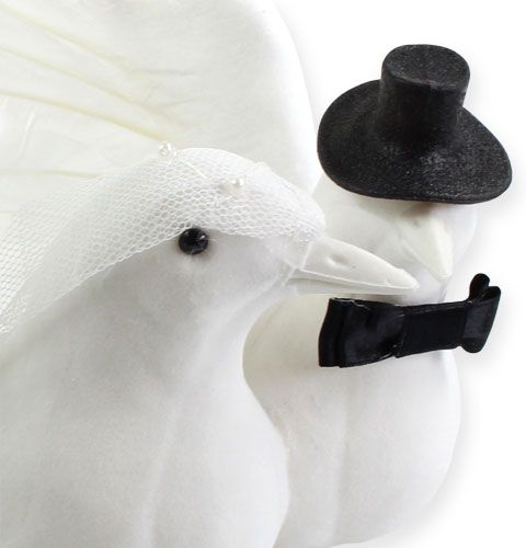 Artikel Vogel bruidspaar wit 32cm