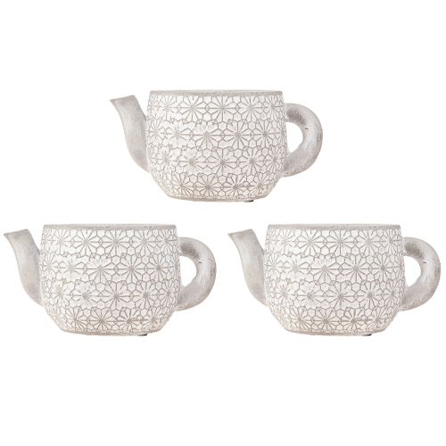 Artikel Theepot decoratieve keramische plantenbak wit gewassen 16×10,5×8cm 3 st