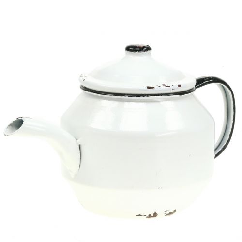 Floristik24 Metalen theepot vintage wit, zwart H14cm