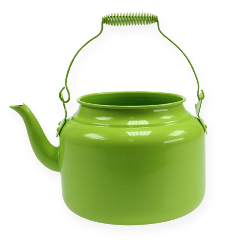 Artikel Decoratieve theepot metaal appelgroene plantenbak Ø20cm H15cm