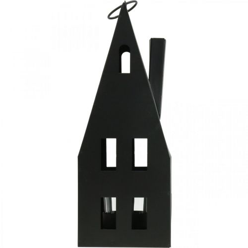Floristik24 Theelichthuis, vuurtoren metaal zwart Ø4.4cm H24cm