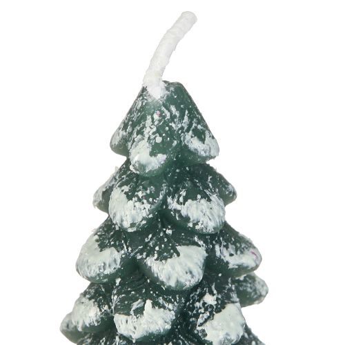 Artikel Theelichtjes kerstboom groen besneeuwd 6,5cm 8st