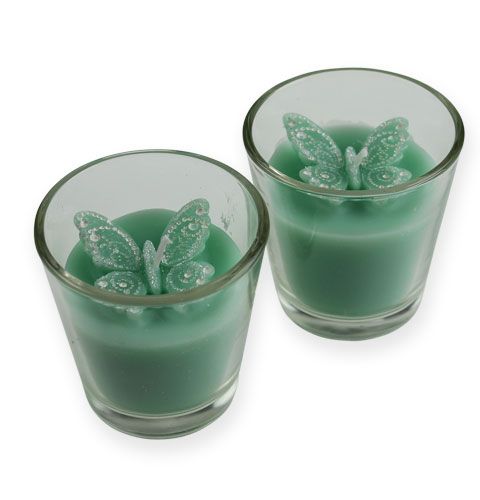 Floristik24 Decoratieve theelichtjes in een glas met vlinder 2st