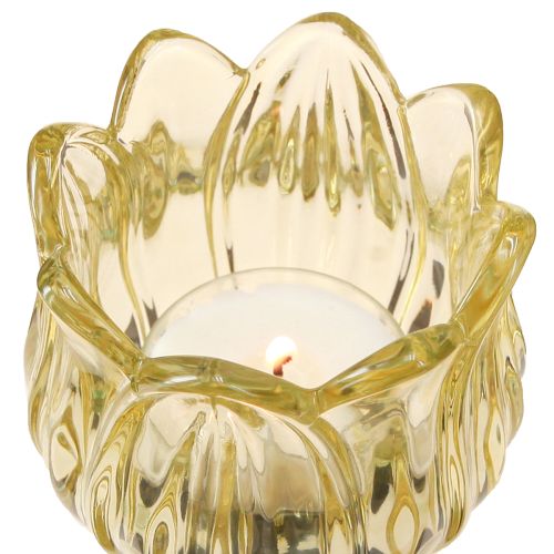 Floristik24 Theelichtglas bloem theelichthouder glas 3 kleuren Ø7cm H16cm 3st