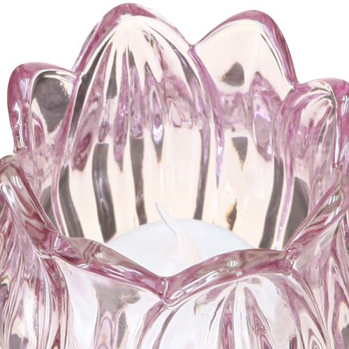Artikel Theelichthouder glas tulp glas paars Ø7cm H16cm 2st