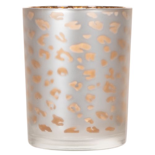 Glazen theelichthouder met luipaardprint, 12 cm | Floristik24.nl