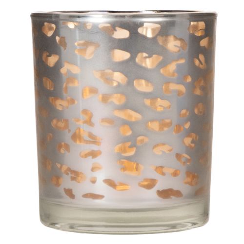 Glazen theelichthouder met luipaardprint, tweekleurig, 8 cm | Floristik24.nl