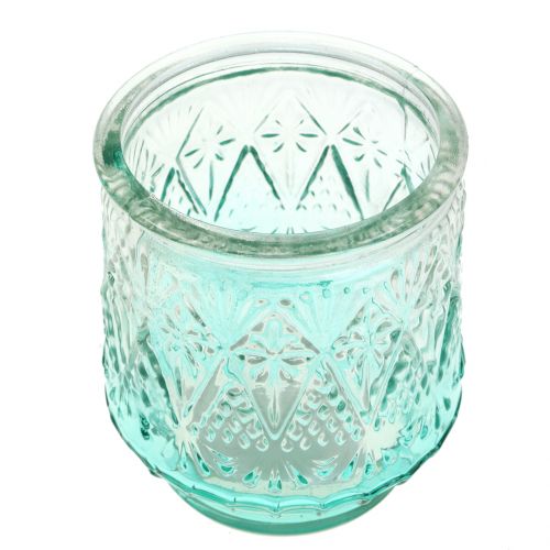 Floristik24 Theelicht glas oranje / geel / turkoois Ø8cm 3st