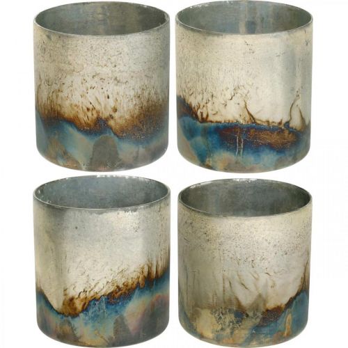 Floristik24 Kaarsglas, decoratieve lantaarn, tafeldecoratie antiek look Ø9,5cm H10cm 4st