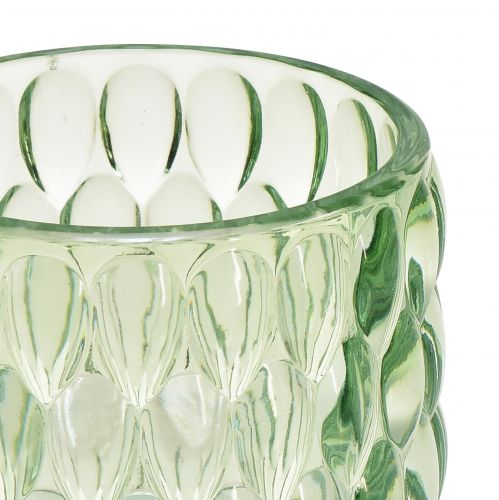 Floristik24 Theelichtglas groene lantaarn getint glas Ø9,5cm H9cm 2st