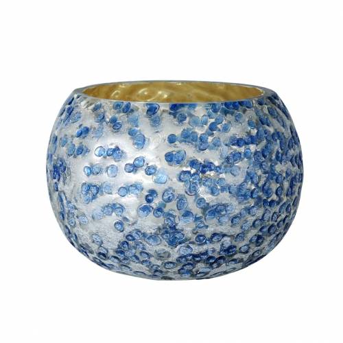 Floristik24 Glazen Lantaarn Zilver Blauw Ø8.5cm H6cm