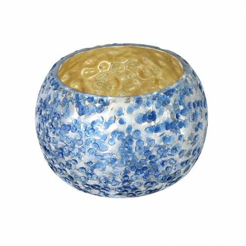 Glazen Lantaarn Zilver Blauw Ø8.5cm H6cm