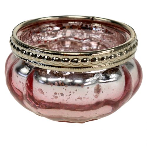 Floristik24 Theelicht glas roze Ø6cm H3.5cm