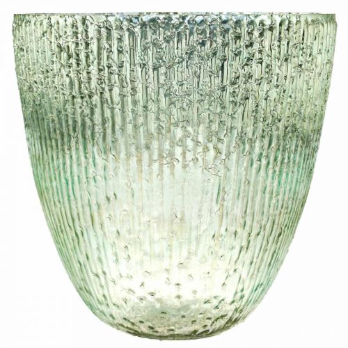 Floristik24 Kaarsglas lantaarn blauw groen tafeldecoratie glas Ø21cm H21.5cm