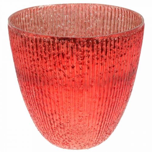 Floristik24 Kaarsglas lantaarn rood glas deco vaas Ø21cm H21.5cm