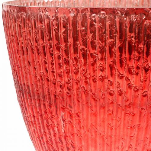 Kaarsglas lantaarn rood glas deco vaas Ø21cm H21.5cm