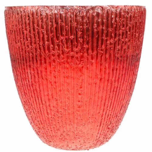 Floristik24 Kaarsglas lantaarn rood glas deco vaas Ø21cm H21.5cm