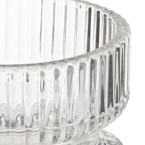 Artikel Theelichthouder geribbeld glas decoratief helder Ø9cm H7cm 4 st