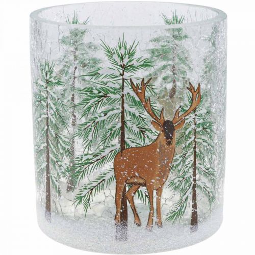 Floristik24 Theelichthouder glas Kerstcraquelé theelichtglas H13cm
