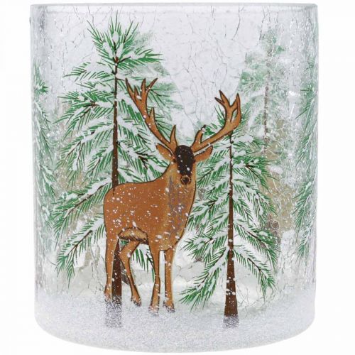 Artikel Theelichthouder glas Kerstcraquelé theelichtglas H13cm