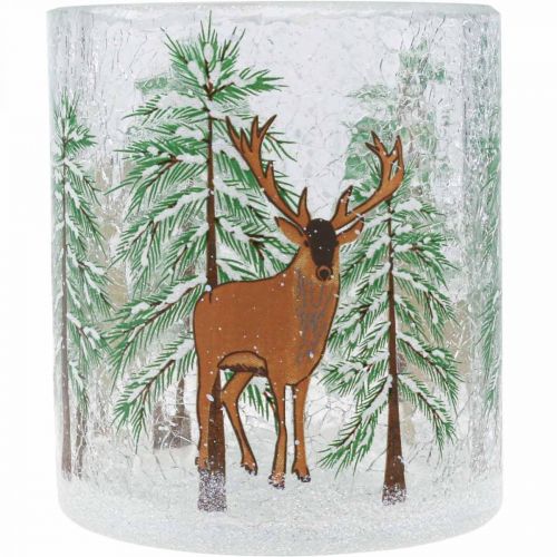 Artikel Theelichthouder glas Kerst Crackle theelichtglas H10cm