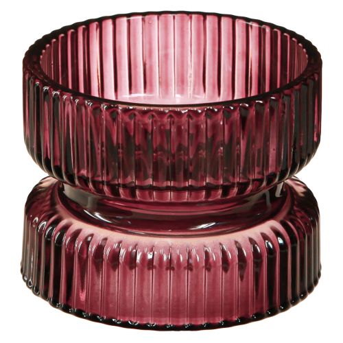 Floristik24 Theelichthouder glas decoratief geribbeld bes Ø9cm H7cm 4 st