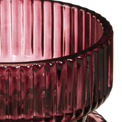 Artikel Theelichthouder glas decoratief geribbeld bes Ø9cm H7cm 4 st