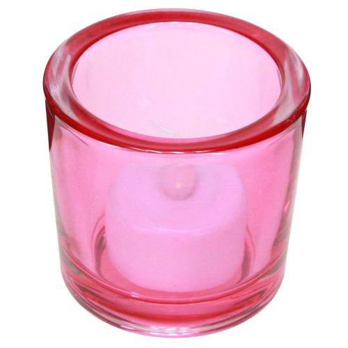Artikel Theelichthouder glas lantaarns gekleurd assorti Ø6.5cm H6cm 6st