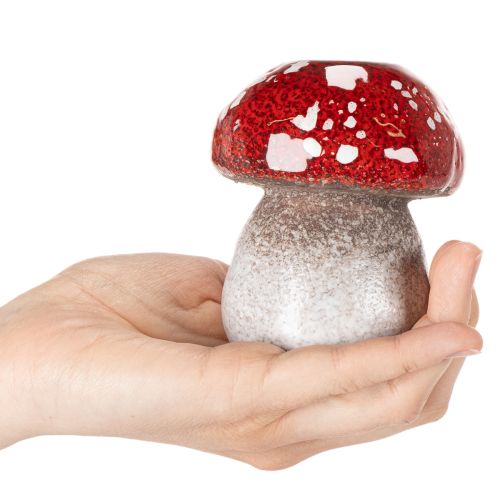 Decoratieve paddenstoel, vliegenzwam, theelichthouder als tafeldecoratie, 9 cm | Floristik24.nl