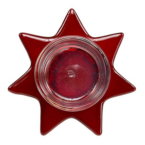 Floristik24 Waxinelichthouder rode stervorm met glas Ø10cm H10.5cm 2st
