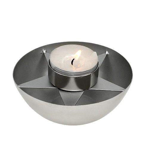 Floristik24 Theelichthouder zilver Ø10cm H4cm 1st