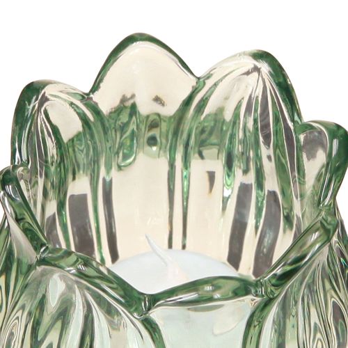 Artikel Theelichthouder tulp glas theelicht glas groen Ø7cm H16cm 2st