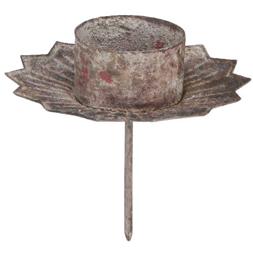 Floristik24 Theelichthouder vintage theelichthouder om te plakken grijs Ø9cm H8.5cm 4st