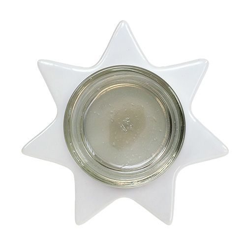 Floristik24 Theelichthouder wit stervorm met glas Ø10cm H10.5cm 2st