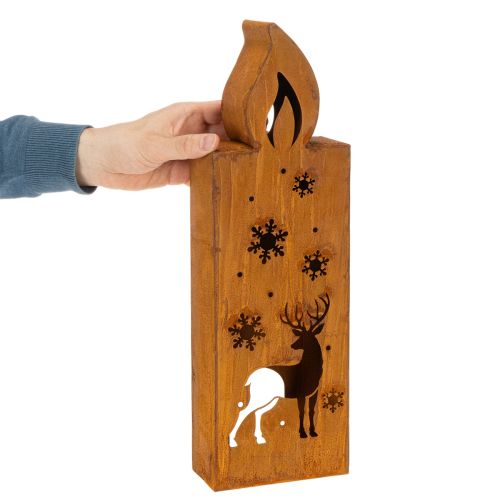 Kersttheelichthouder, roestige metalen kaarsenhouder, hert, 45x14cm | Floristik24.nl