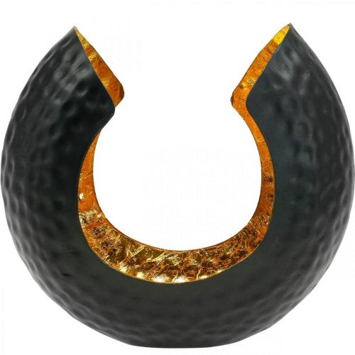 Artikel Theelichthouder zwart goud tafeldecoratie metaal 19×11×17cm