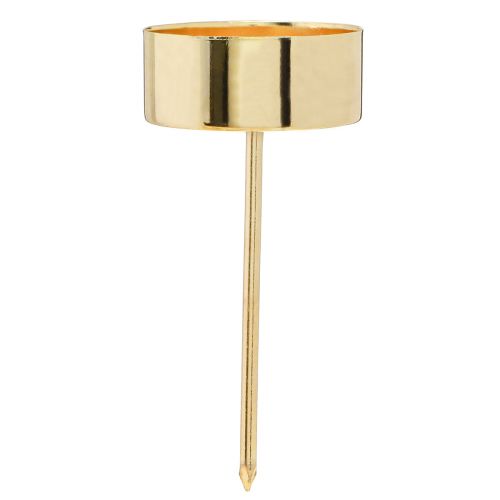Artikel Theelichthouder om in te steken metaal goud H9cm 8 st