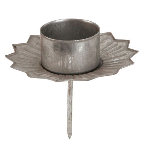 Floristik24 Theelichthouder om in te steken zilver metaal Ø9cm H9cm 4st