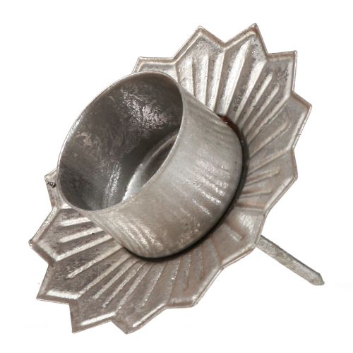 Artikel Theelichthouder om in te steken zilver metaal Ø9cm H9cm 4st