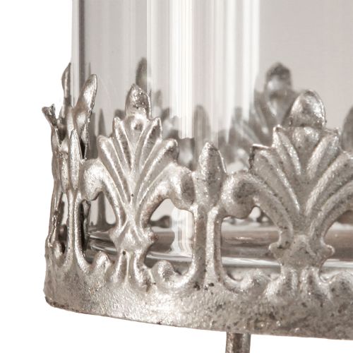Floristik24 Theelichthouder om in te steken met glas zilver antiek Ø7cm 4 st