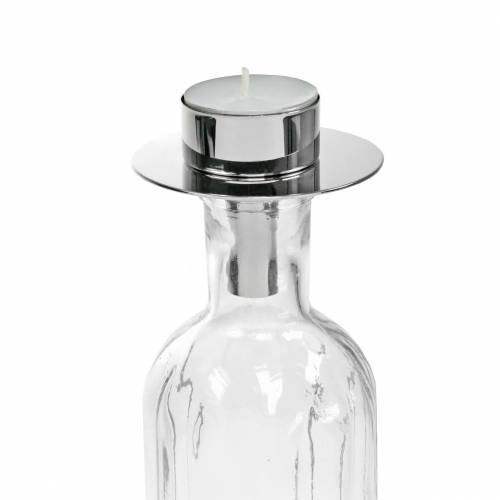 Floristik24 Theelichthouder voor flessen zilver Ø7,5cm H6cm