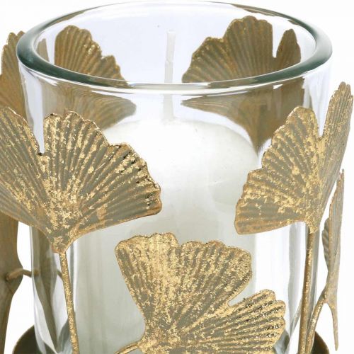 Floristik24 Theelichthouder ginkgo bladeren goud ginkgo kandelaar tafeldecoratie Ø8.5cm