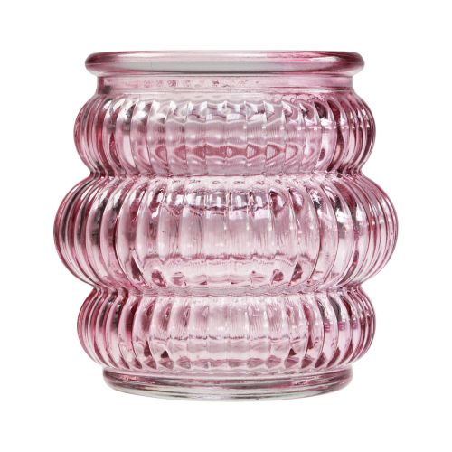 Artikel Theelichthouder glasdecoratie paars roze Ø7,5cm H7,5cm 2st