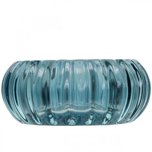 Floristik24 Theelichthouder Glazen Kandelaar Rond Blauw Ø8cm H3.5cm
