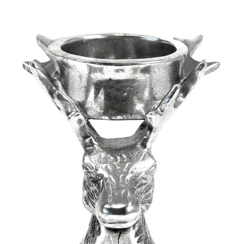 Floristik24 Waxinelichthouder hertenkop zilver 8,5cm