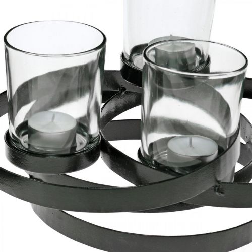 Floristik24 Advent kandelaar metaal rond zwart 4 glazen 34 × 26 × 18cm