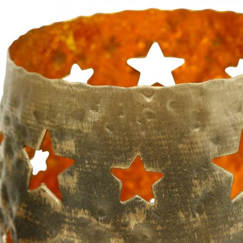 Floristik24 Theelichthouder kerstversiering sterren antiek optiek metaal goud Ø9cm H13cm