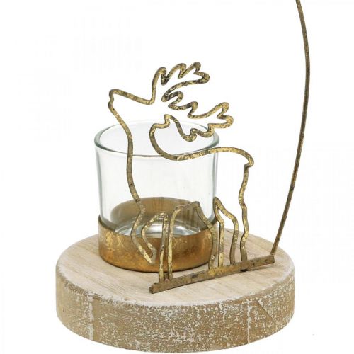 Artikel Theelichthouder rendier en kerstster metaal Ø10cm H24cm