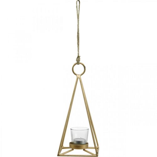 Floristik24 Theelichthouder hangend gouden metalen decoratie lantaarn 12,5×12,5×28cm